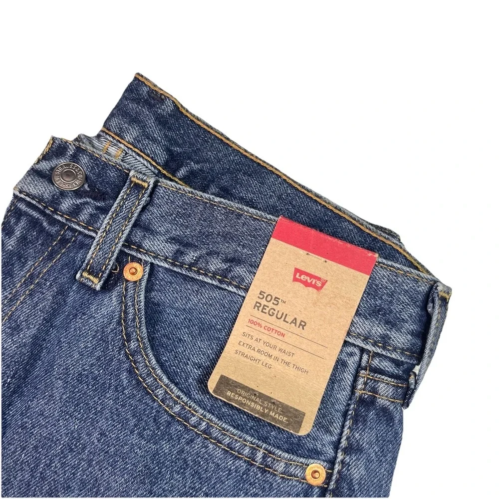 New! Levi's 505 Regular Fit Jeans SIZE 30x34 Blue Straight Leg Classic Denim NWT